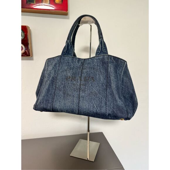Prada Canada Blue Denim Tote Bag - Picture 1 of 13